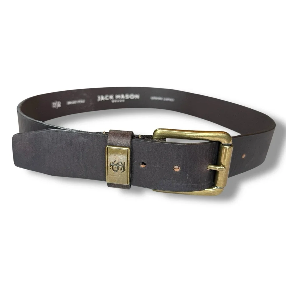 Jack‎ Mason Belt Mens Size 32 Florida State Brown Leather Brass Buckle FSU